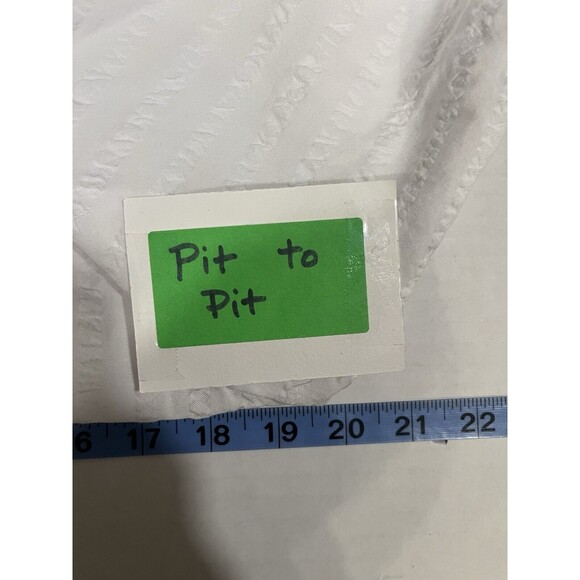 Tommy Bahama Womens Blouse S/P White Textured Stripes 100% Cotton Cottage Core - Picture 8 of 9